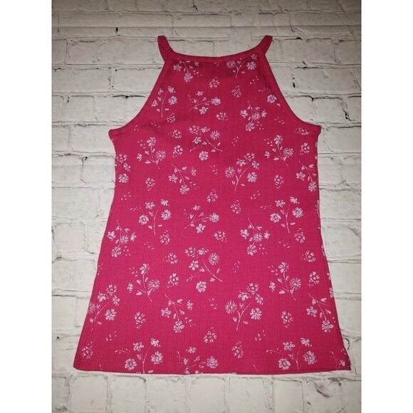 𝅺NWT Arizona Jean Co Girls Size Large 14 Fuchsia Pink Floral Tank Top - Picture 2 of 2